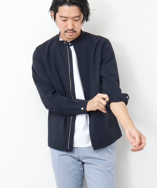 NOLLEY’S（ノーリーズ）の「《接触冷感》EVALET シングルライダースシャツ（ブルゾン・メンズ・ベージュ/インディゴブルー/ネイビー/グレイッシュブルー/オリーブ・XL/L/M/S）」の7枚目の写真