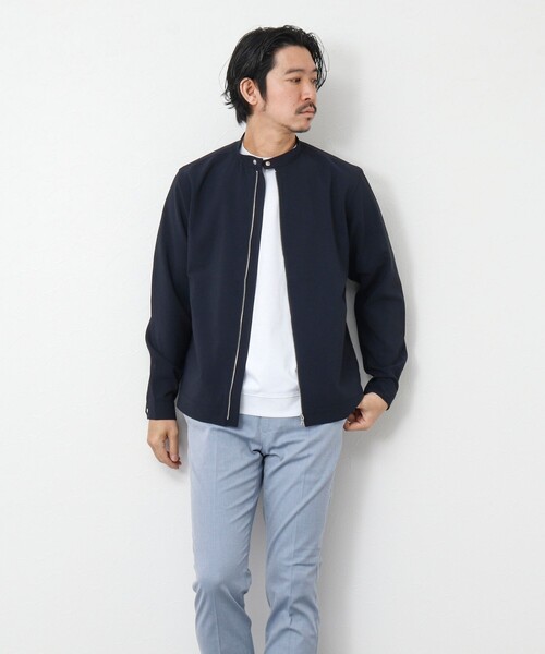 NOLLEY’S（ノーリーズ）の「《接触冷感》EVALET シングルライダースシャツ（ブルゾン・メンズ・ベージュ/インディゴブルー/ネイビー/グレイッシュブルー/オリーブ・XL/L/M/S）」の10枚目の写真