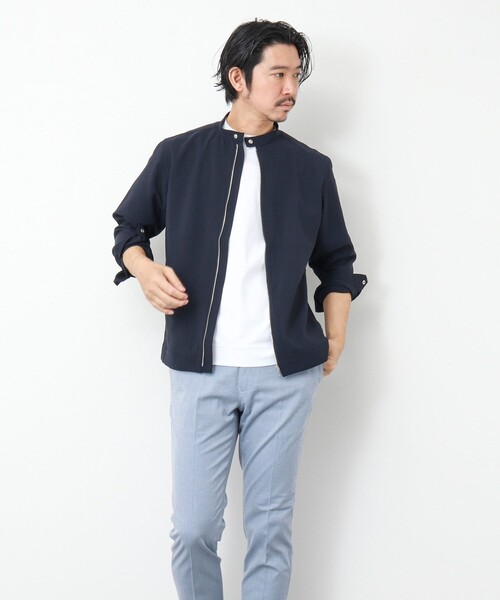 NOLLEY’S（ノーリーズ）の「《接触冷感》EVALET シングルライダースシャツ（ブルゾン・メンズ・ベージュ/インディゴブルー/ネイビー/グレイッシュブルー/オリーブ・XL/L/M/S）」の11枚目の写真