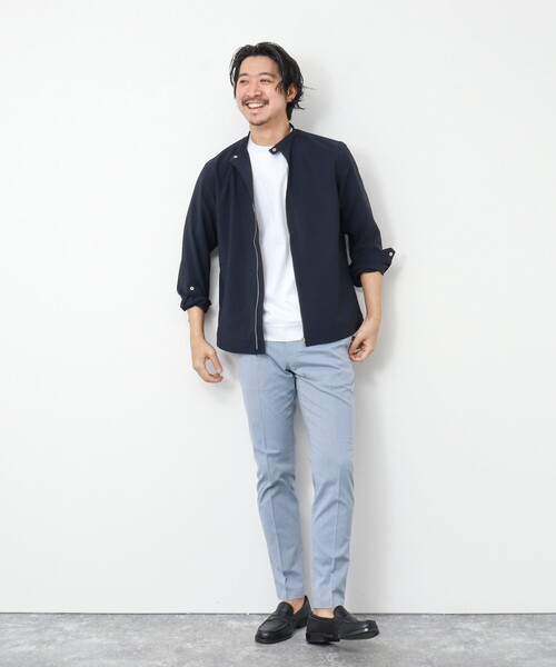 NOLLEY’S（ノーリーズ）の「《接触冷感》EVALET シングルライダースシャツ（ブルゾン・メンズ・ベージュ/インディゴブルー/ネイビー/グレイッシュブルー/オリーブ・XL/L/M/S）」の15枚目の写真