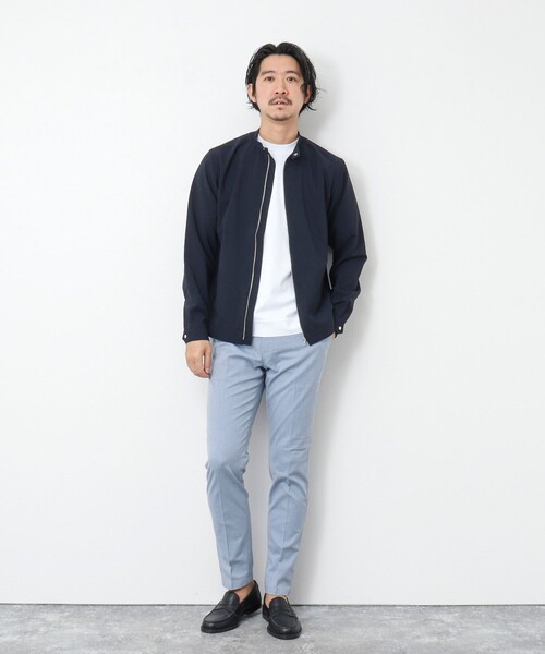 NOLLEY’S（ノーリーズ）の「《接触冷感》EVALET シングルライダースシャツ（ブルゾン・メンズ・ベージュ/インディゴブルー/ネイビー/グレイッシュブルー/オリーブ・XL/L/M/S）」の16枚目の写真