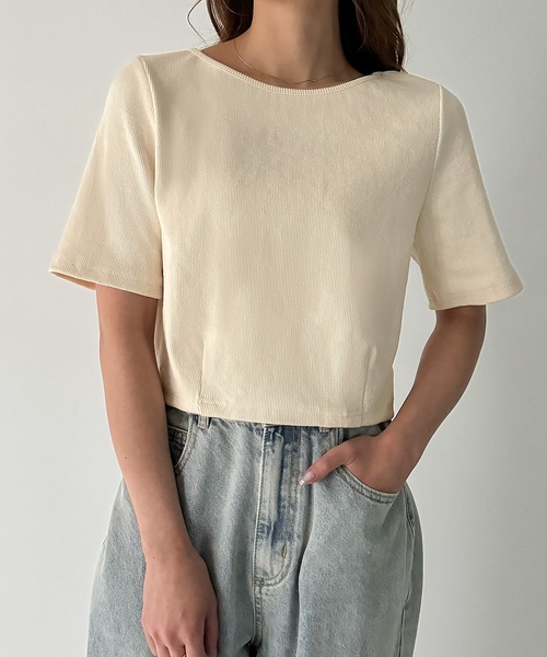 junoah(ジュノア)の「前後2wayリブチビTシャツ(Tシャツ/カットソー・レディース・ホワイト/ブラック/アイボリー・MEDIUM/LARGE/X-LARGE)」の15枚目の写真
