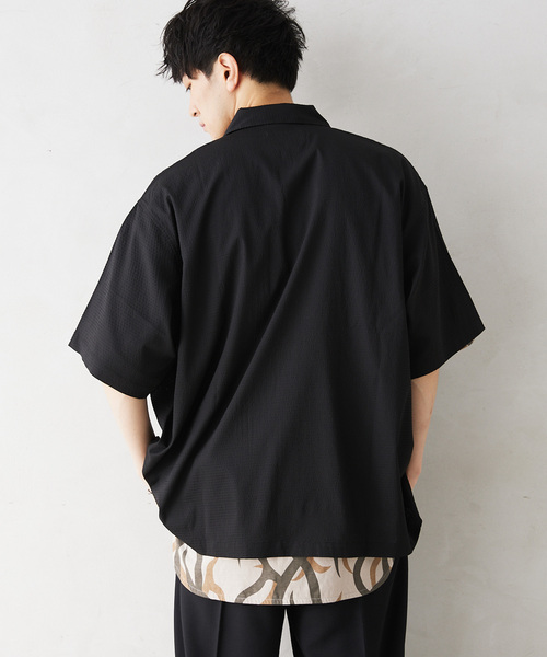 JOURNAL STANDARD relume（ジャーナルスタンダード　レリューム）の「AIRLY DOTS サッカー半袖シャツ（シャツ/ブラウス・メンズ・グレー/ブラック/ネイビー・MEDIUM/LARGE）」の12枚目の写真