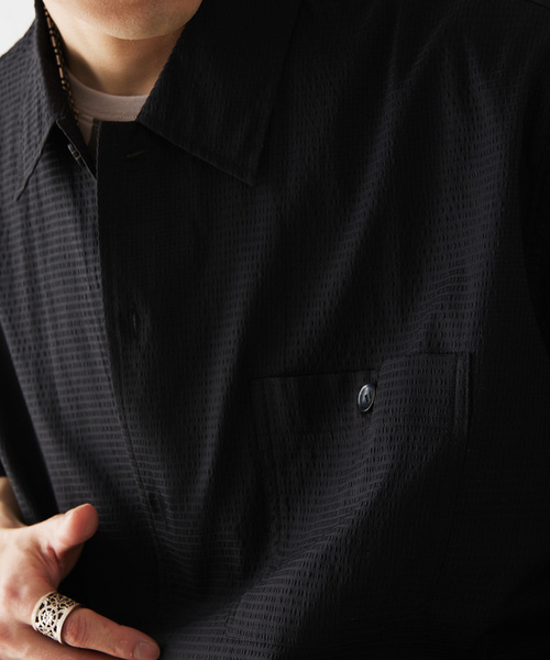 JOURNAL STANDARD relume（ジャーナルスタンダード　レリューム）の「AIRLY DOTS サッカー半袖シャツ（シャツ/ブラウス・メンズ・グレー/ブラック/ネイビー・MEDIUM/LARGE）」の11枚目の写真