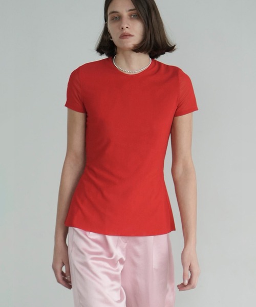 カットソー(半袖/袖なし) LINE SHEER N/S TOPS clane FREAK'S STORE（フリークスストア） tシャツ CLANE/クラネ RHINESTONE