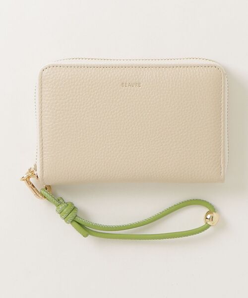 Beau're（ヴュレ）の「【BEAURE/ビュレ】カウレザー　ハンドストラップ付きバイカラーラウンドB7ウォレット（財布・レディース・シルバー/ブラック/グレー系その他/ピンクベージュ/アイボリー/ブルー/ベージュ系その他/イエロー/ゴールド・FREE）」の2枚目の写真