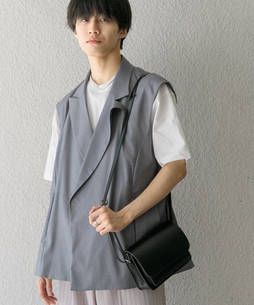 SENSE OF PLACE by URBAN RESEARCH（センスオブプレイスバイアーバンリサーチ）の「『ユニセックス』『セットアップ対応』 サイドスリットテーラードベスト（ベスト・メンズ・ブラック/グレー/ミント・MEDIUM/LARGE）」の10枚目の写真