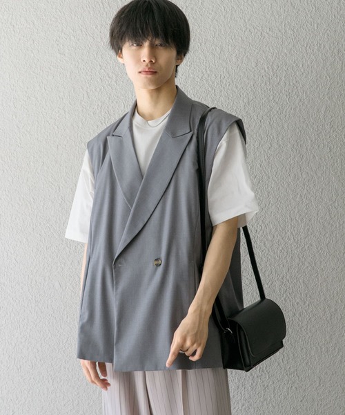 SENSE OF PLACE by URBAN RESEARCH（センスオブプレイスバイアーバンリサーチ）の「『ユニセックス』『セットアップ対応』 サイドスリットテーラードベスト（ベスト・メンズ・ブラック/グレー/ミント・MEDIUM/LARGE）」の11枚目の写真