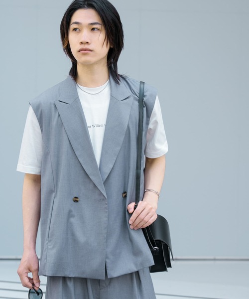 SENSE OF PLACE by URBAN RESEARCH（センスオブプレイスバイアーバンリサーチ）の「『ユニセックス』『セットアップ対応』 サイドスリットテーラードベスト（ベスト・メンズ・ブラック/グレー/ミント・MEDIUM/LARGE）」の17枚目の写真