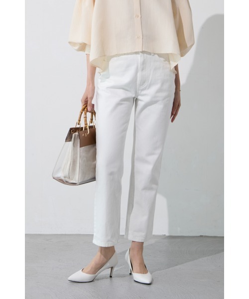 M.deux（エムドゥ）の「【ハイウエストストレートデニム】（デニムパンツ・レディース・オフホワイト/グレー・SMALL/MEDIUM）」の2枚目の写真