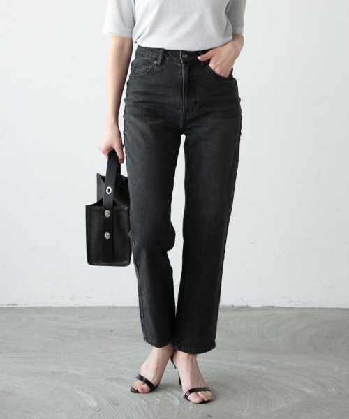 M.deux（エムドゥ）の「【ハイウエストストレートデニム】（デニムパンツ・レディース・オフホワイト/グレー・SMALL/MEDIUM）」の3枚目の写真