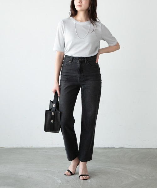 M.deux（エムドゥ）の「【ハイウエストストレートデニム】（デニムパンツ・レディース・オフホワイト/グレー・SMALL/MEDIUM）」の5枚目の写真