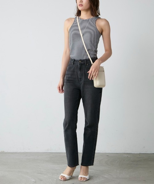 M.deux（エムドゥ）の「【ハイウエストストレートデニム】（デニムパンツ・レディース・オフホワイト/グレー・SMALL/MEDIUM）」の8枚目の写真