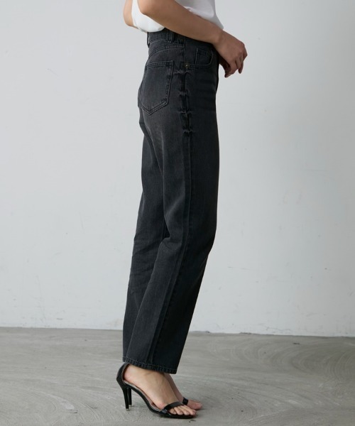 M.deux（エムドゥ）の「【ハイウエストストレートデニム】（デニムパンツ・レディース・オフホワイト/グレー・SMALL/MEDIUM）」の16枚目の写真