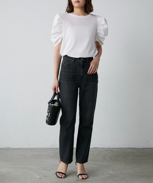 M.deux（エムドゥ）の「【ハイウエストストレートデニム】（デニムパンツ・レディース・オフホワイト/グレー・SMALL/MEDIUM）」の9枚目の写真