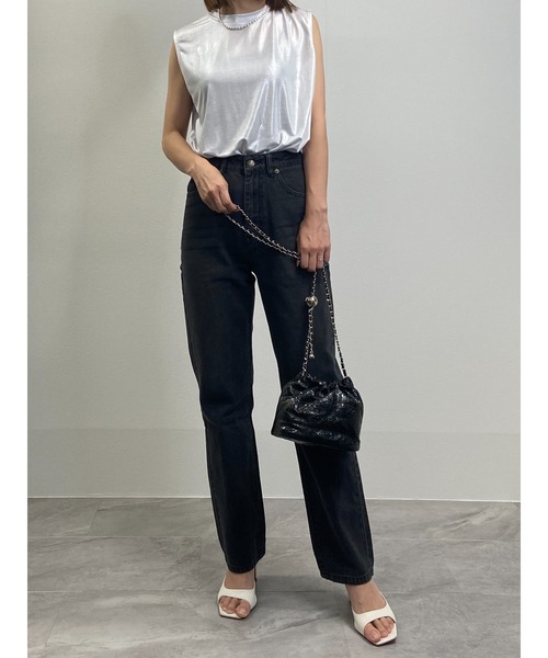 M.deux（エムドゥ）の「【ハイウエストストレートデニム】（デニムパンツ・レディース・オフホワイト/グレー・SMALL/MEDIUM）」の19枚目の写真