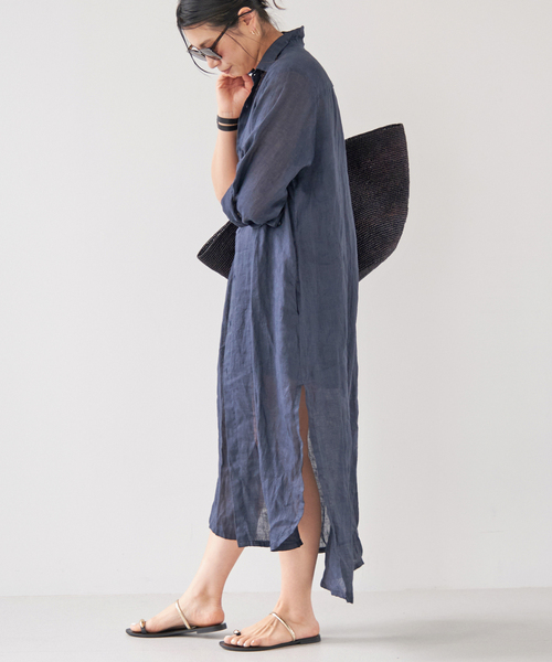Deuxieme Classe(ドゥーズィエムクラス)の「【JOIN CLOTHES/ジョインクローズ】 SHIRT DRESS(ワンピース・レディース・ホワイト/ネイビー・FREE)」の8枚目の写真