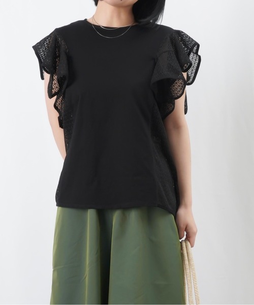 LUCA/LADY LUCK LUCA（ルカ/レディラックルカ）の「LC/LLL ケミカルレースフリルカットソー / レースフリル切替Tee（Tシャツ/カットソー・レディース・オフホワイト/ブルー/ブラック・FREE）」の12枚目の写真