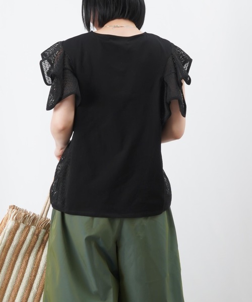 LUCA/LADY LUCK LUCA（ルカ/レディラックルカ）の「LC/LLL ケミカルレースフリルカットソー / レースフリル切替Tee（Tシャツ/カットソー・レディース・オフホワイト/ブルー/ブラック・FREE）」の8枚目の写真