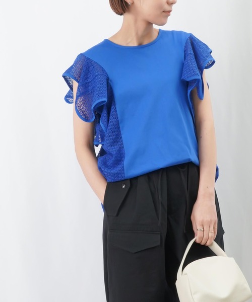 LUCA/LADY LUCK LUCA（ルカ/レディラックルカ）の「LC/LLL ケミカルレースフリルカットソー / レースフリル切替Tee（Tシャツ/カットソー・レディース・オフホワイト/ブルー/ブラック・FREE）」の18枚目の写真