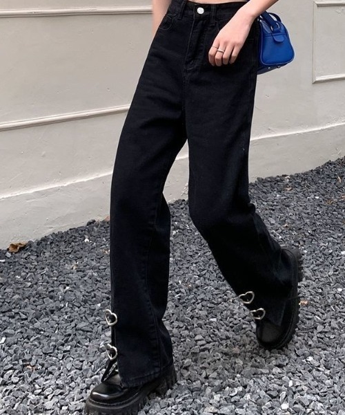 セール】ハートスリットデニムパンツ（デニムパンツ）｜Achic