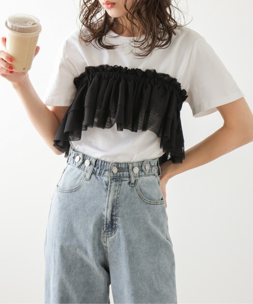 SUGAR BISKET(シュガービスケット)の「マルチウェイフリルカラー(Tシャツ/カットソー・レディース・アイボリー/ブラック・フリー)」の22枚目の写真