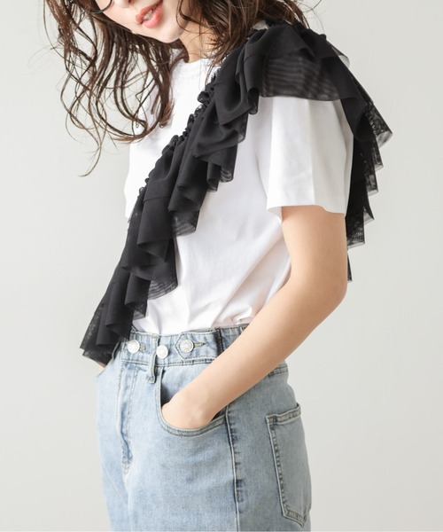 SUGAR BISKET(シュガービスケット)の「マルチウェイフリルカラー(Tシャツ/カットソー・レディース・アイボリー/ブラック・フリー)」の20枚目の写真