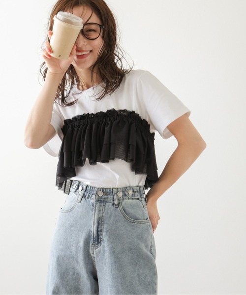 SUGAR BISKET(シュガービスケット)の「マルチウェイフリルカラー(Tシャツ/カットソー・レディース・アイボリー/ブラック・フリー)」の18枚目の写真