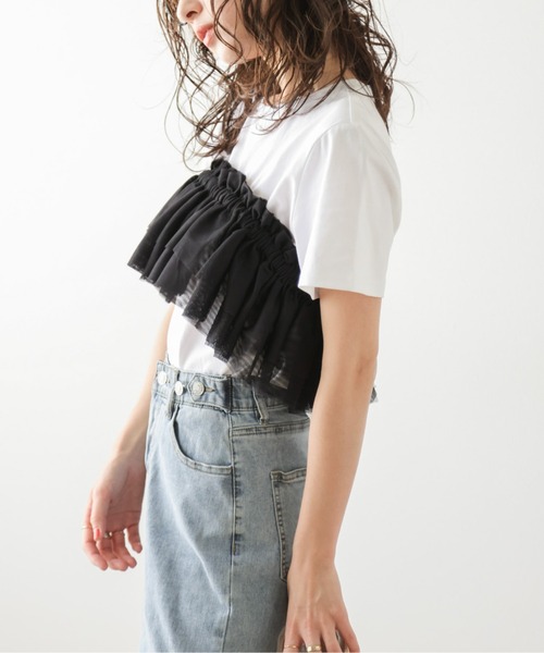 SUGAR BISKET(シュガービスケット)の「マルチウェイフリルカラー(Tシャツ/カットソー・レディース・アイボリー/ブラック・フリー)」の17枚目の写真