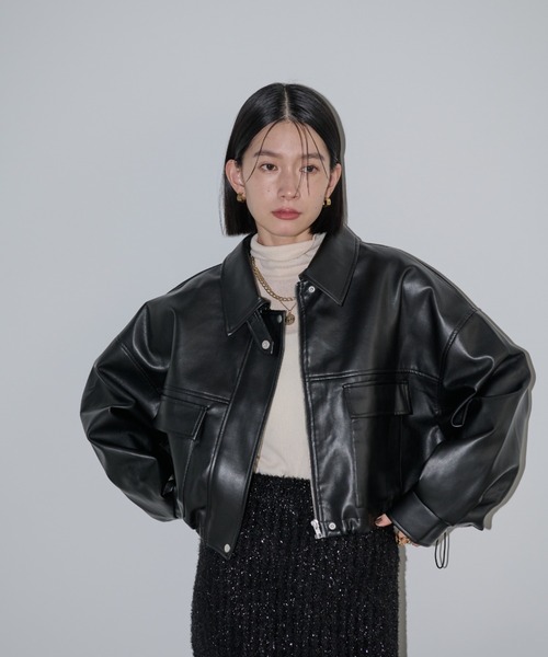 PRADA 22SS レザーショートブルゾン フェイクレザーショートブルゾン（ブルゾン）｜Shelly island