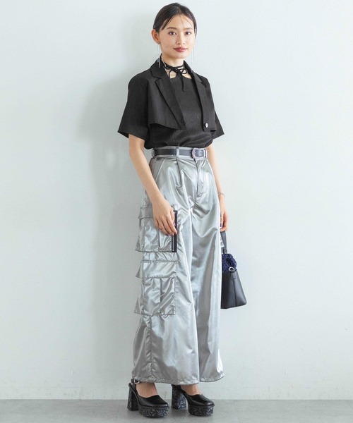 HARE(ハレ)の「2PSETショートジャケット*ジャンスカ(HARE)(セットアップ・レディース・ブラック/ライトブルー・FREE)」の11枚目の写真