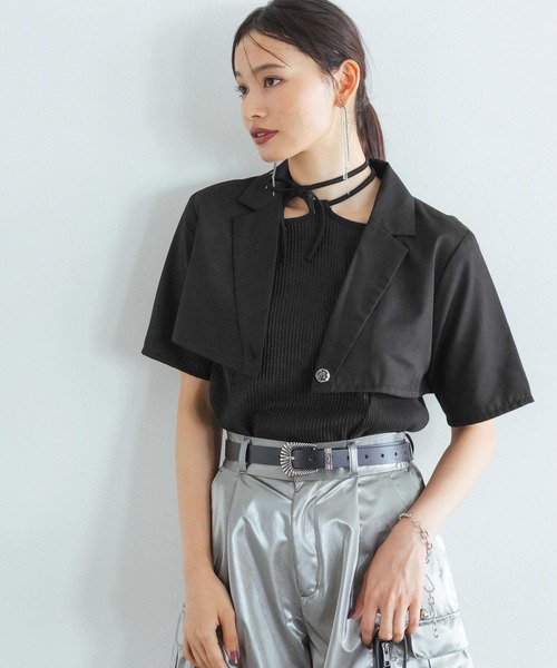 HARE(ハレ)の「2PSETショートジャケット*ジャンスカ(HARE)(セットアップ・レディース・ブラック/ライトブルー・FREE)」の20枚目の写真