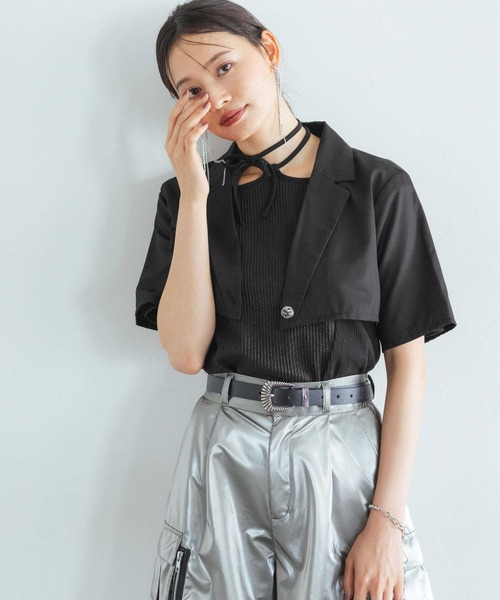 HARE(ハレ)の「2PSETショートジャケット*ジャンスカ(HARE)(セットアップ・レディース・ブラック/ライトブルー・FREE)」の21枚目の写真