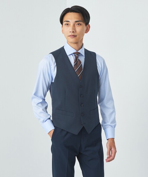 green label relaxing(グリーンレーベルリラクシング)の「A+ TWPU サージ スリム 5B ベスト -ウォッシャブル-(スーツベスト・メンズ・ダークブラウン/ネイビー/ブラック/ロイヤルブルー・XS/S/M/L/XL/XXL)」の4枚目の写真