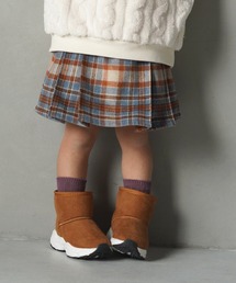 MAKE YOUR DAY（メイクユアデイ）の「チェックとフェイクレザーのプリーツスカート■80～140cm（スカート）」