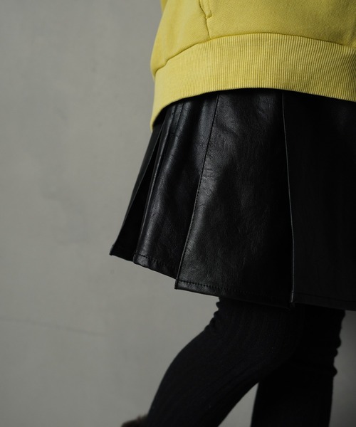 MAKE YOUR DAY(メイクユアデイ)の「チェックとフェイクレザーのプリーツスカート■80~140cm(スカート・キッズ・サックスブルー/レッド/ブラック・120/110/100/80/130/140/90)」の21枚目の写真