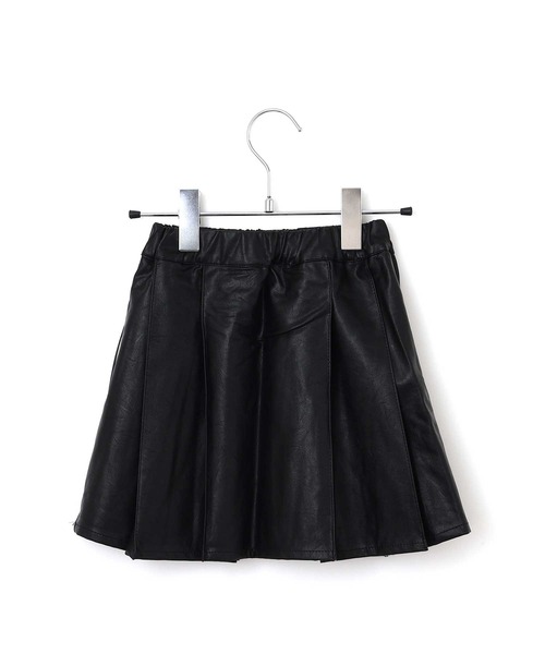 MAKE YOUR DAY(メイクユアデイ)の「チェックとフェイクレザーのプリーツスカート■80~140cm(スカート・キッズ・サックスブルー/レッド/ブラック・120/110/100/80/130/140/90)」の10枚目の写真