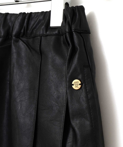 MAKE YOUR DAY(メイクユアデイ)の「チェックとフェイクレザーのプリーツスカート■80~140cm(スカート・キッズ・サックスブルー/レッド/ブラック・120/110/100/80/130/140/90)」の15枚目の写真