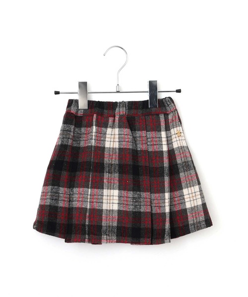 MAKE YOUR DAY(メイクユアデイ)の「チェックとフェイクレザーのプリーツスカート■80~140cm(スカート・キッズ・サックスブルー/レッド/ブラック・120/110/100/80/130/140/90)」の13枚目の写真