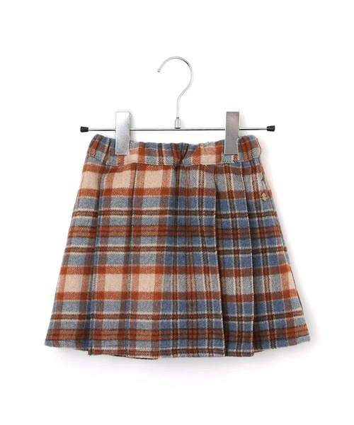 MAKE YOUR DAY(メイクユアデイ)の「チェックとフェイクレザーのプリーツスカート■80~140cm(スカート・キッズ・サックスブルー/レッド/ブラック・120/110/100/80/130/140/90)」の11枚目の写真