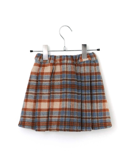 MAKE YOUR DAY(メイクユアデイ)の「チェックとフェイクレザーのプリーツスカート■80~140cm(スカート・キッズ・サックスブルー/レッド/ブラック・120/110/100/80/130/140/90)」の12枚目の写真