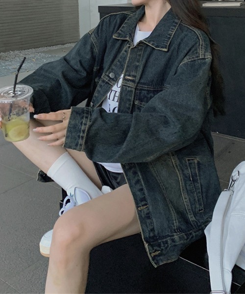 c.u.l（シーユーエル）の「ヴィンテージ風 デニムジャケット culw726（デニムジャケット・レディース・ブルー・L/M/XL）」の3枚目の写真