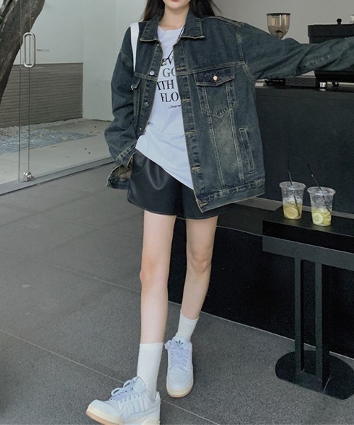 c.u.l（シーユーエル）の「ヴィンテージ風 デニムジャケット culw726（デニムジャケット・レディース・ブルー・L/M/XL）」の4枚目の写真