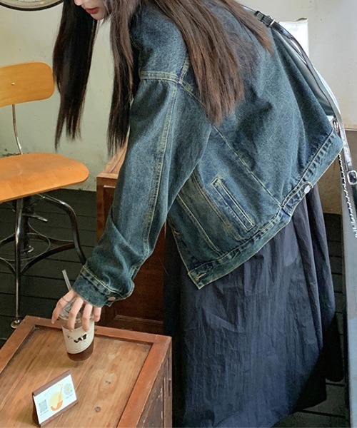 c.u.l（シーユーエル）の「ヴィンテージ風 デニムジャケット culw726（デニムジャケット・レディース・ブルー・L/M/XL）」の10枚目の写真