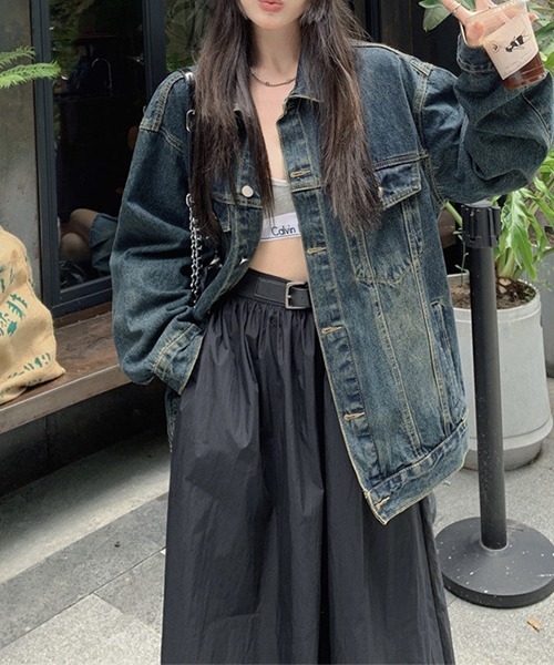 c.u.l（シーユーエル）の「ヴィンテージ風 デニムジャケット culw726（デニムジャケット・レディース・ブルー・L/M/XL）」の15枚目の写真