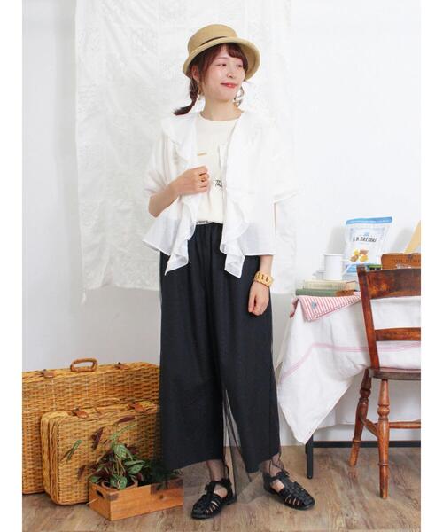 Samansa Mos2(サマンサ モスモス)の「チュールドッキングパンツ(その他パンツ・レディース・ブラック/キナリ/グレー・F)」の16枚目の写真