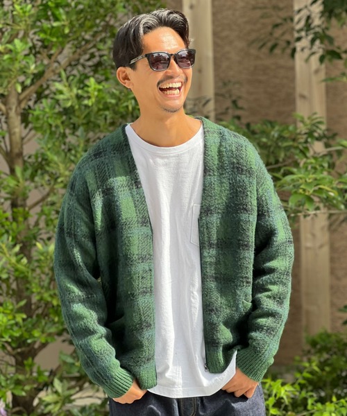 MAGIC NUMBER】BIG PLAID MOHAIR CARDIGAN KNIT / ビッグ