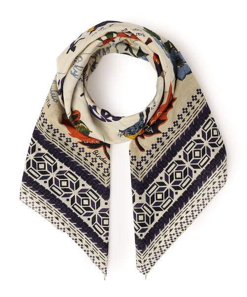 BINDU(ビンドゥー)の「BINDU:100*100 スカーフ(バンダナ/スカーフ・レディース・ナチュラル/ブルー/ベージュ/ネイビー/ライトグリーン・ONE SIZE)」の2枚目の写真