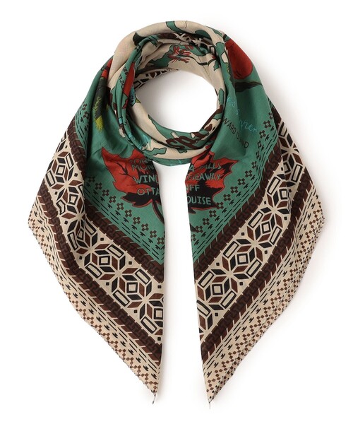 BINDU(ビンドゥー)の「BINDU:100*100 スカーフ(バンダナ/スカーフ・レディース・ナチュラル/ブルー/ベージュ/ネイビー/ライトグリーン・ONE SIZE)」の3枚目の写真