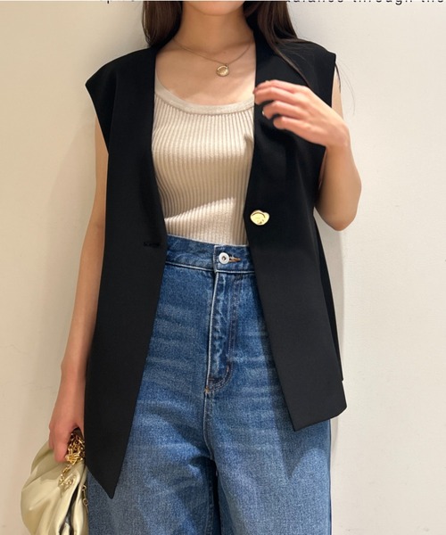 Mystrada（マイストラーダ）の「アシメデザインバックフレアジレ（ベスト・レディース・ブラック・36/38）」の2枚目の写真